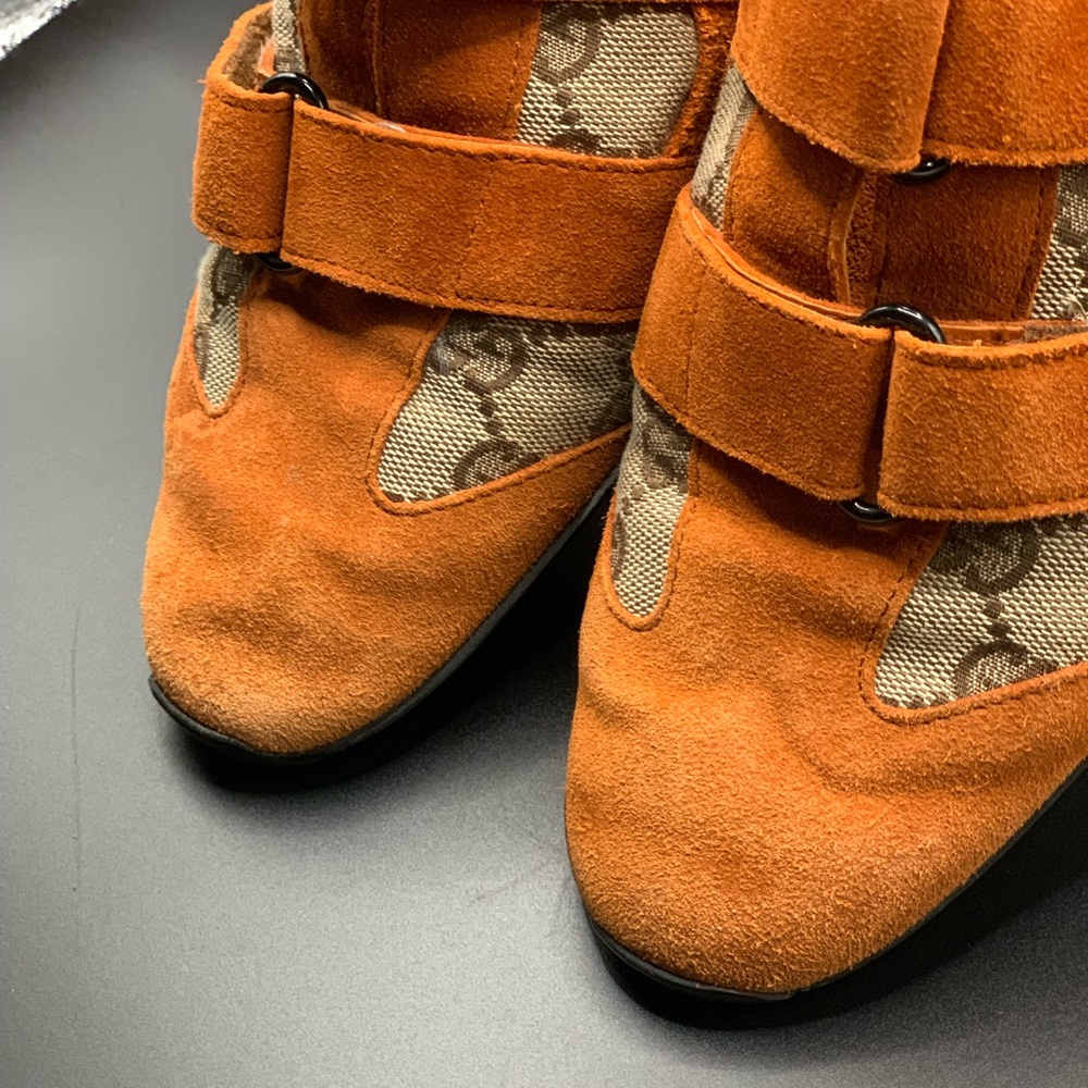 Gucci Orange Suede & GG Canvas Sneakers - Picture 6 of 15